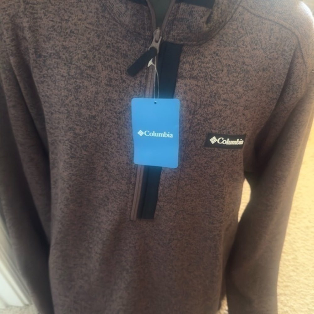Men’s new size XXL brown Columbia half zip pullover pocket